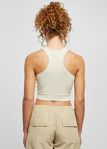 Urban Classics Damen Cropped Top mit Knotendetail soft seagrass beige