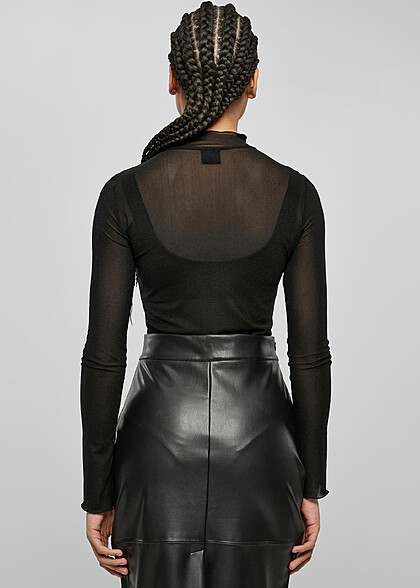 Urban Classics Damen Mesh Turtleneck Body schwarz