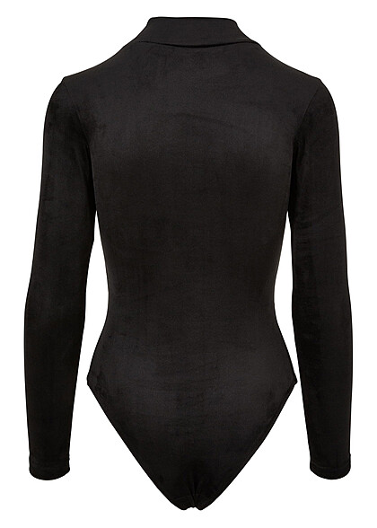 Urban Classics Damen Samt Turtleneck Body schwarz