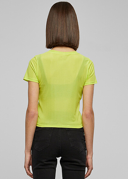 Urban Classics Damen Mesh T-Shirt mit Rundhals frozen gelb