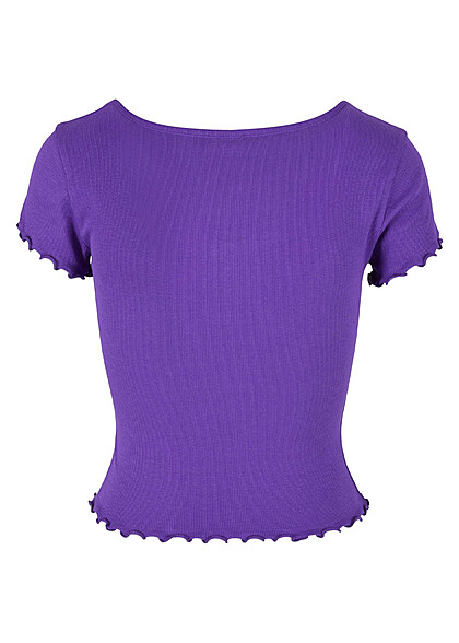 Urban Classics Damen Babylock T-Shirt mit Knopfleiste und Rollsaum realviolet lila