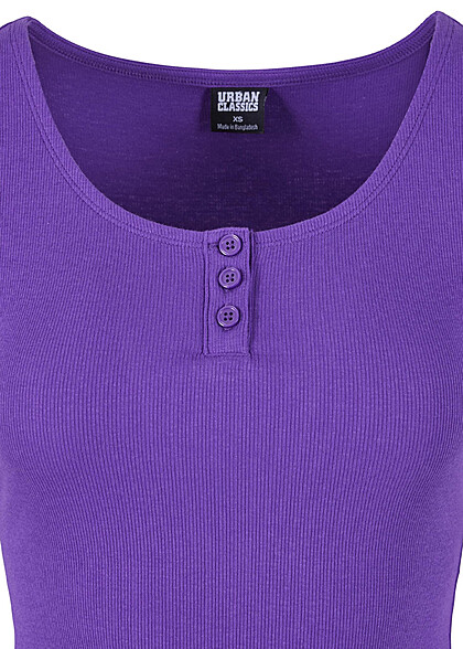 Urban Classics Damen Babylock T-Shirt mit Knopfleiste und Rollsaum realviolet lila