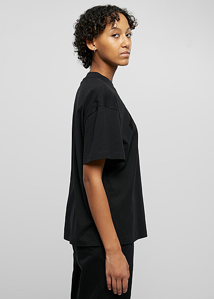 Urban Classics Damen Oversized T-Shirt mit Logo Branding schwarz