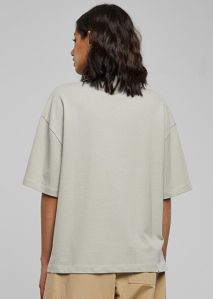 Urban Classics Damen Organic T-Shirt mit Rundhals und Schlitzen hell grau