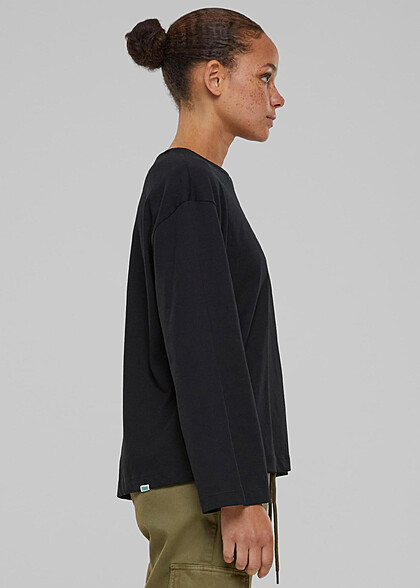 Urban Classics Damen Organic Oversized Basic Longsleeve mit Rundhals schwarz