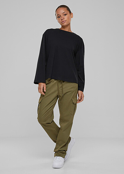 Urban Classics Damen Organic Oversized Basic Longsleeve mit Rundhals schwarz
