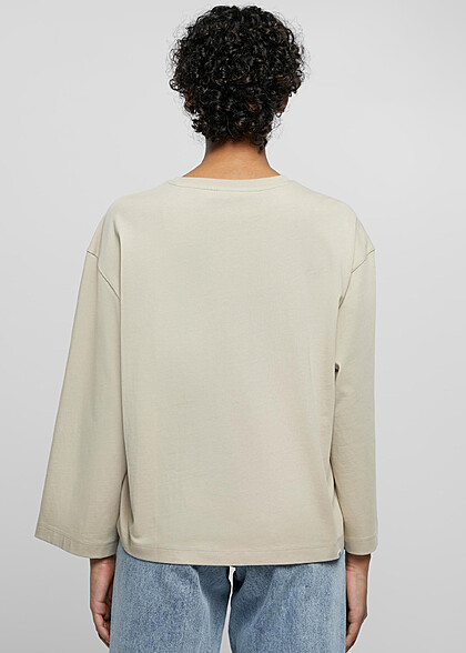Urban Classics Damen Organic Oversized Basic Longsleeve mit Rundhals wetsand beige