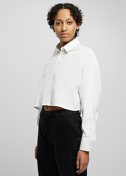 Urban Classics Damen Cropped Oversized Bluse weiss