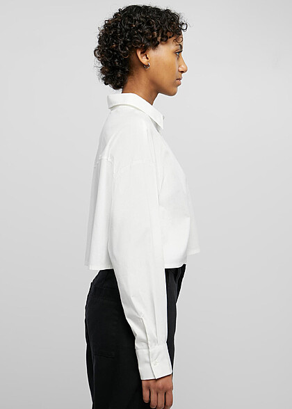 Urban Classics Damen Cropped Oversized Bluse weiss
