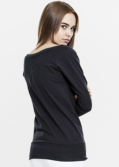 Urban Classics Damen Sweater Wideneck Pullover schwarz
