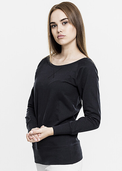 Urban Classics Damen Sweater Wideneck Pullover schwarz