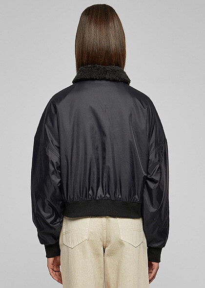 Urban Classics Damen Pilot Bomberjacke mit 2-Pockets schwarz