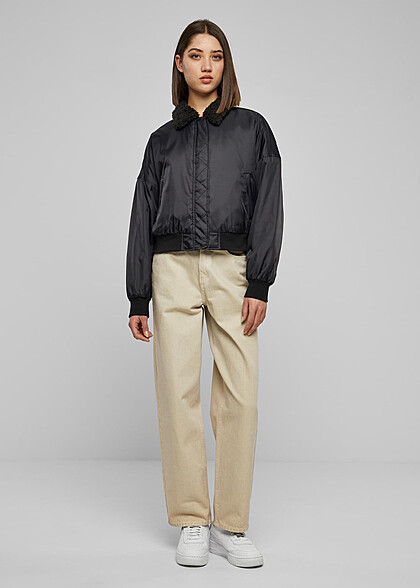 Urban Classics Damen Pilot Bomberjacke mit 2-Pockets schwarz