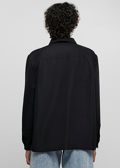Urban Classics Damen Oversized Twill Hemd mit Knopfleiste schwarz