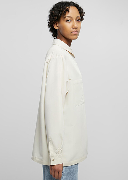 Urban Classics Damen Oversized Twill Hemd mit Knopfleiste sand beige