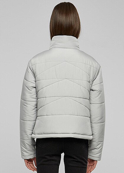 Urban Classics Damen Jacke Steppjacke mit Zipper und 2-Pockets hell grau