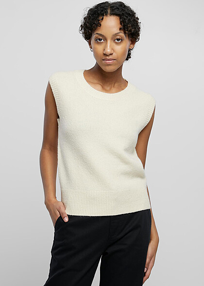 Urban Classics Damen Slipover Stricktop mit Rundhals sand beige
