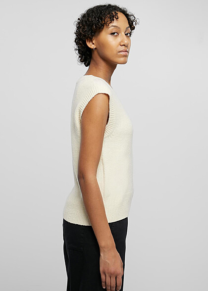 Urban Classics Damen Slipover Stricktop mit Rundhals sand beige