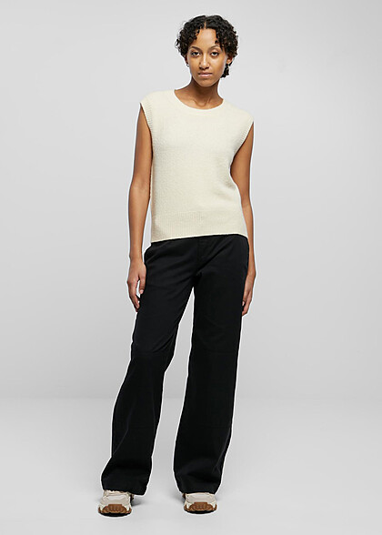 Urban Classics Damen Slipover Stricktop mit Rundhals sand beige