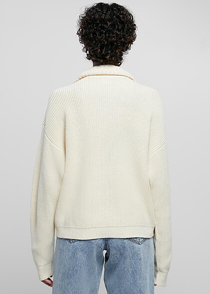 Urban Classics Damen Oversized Troyer Sweater mit Zipper sand beige