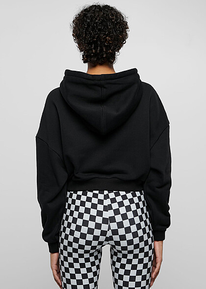 Urban Classics Damen Cropped Heavy Hoodie mit Tunnelzug schwarz