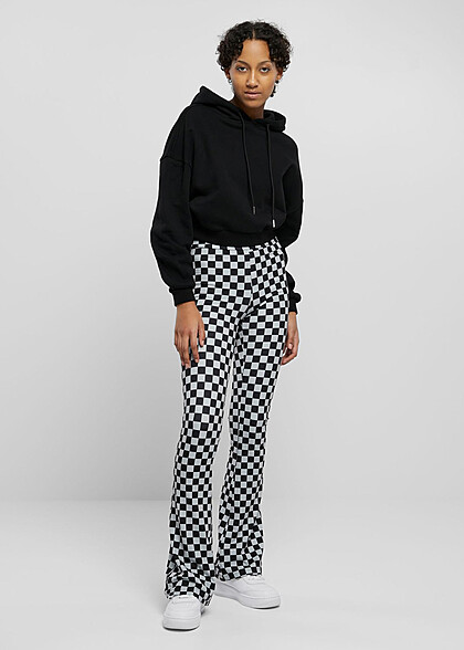 Urban Classics Damen Cropped Heavy Hoodie mit Tunnelzug schwarz