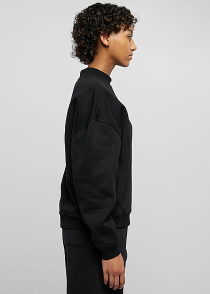Urban Classics Damen Organic Oversized Sweater Pullover mit Rundhals schwarz