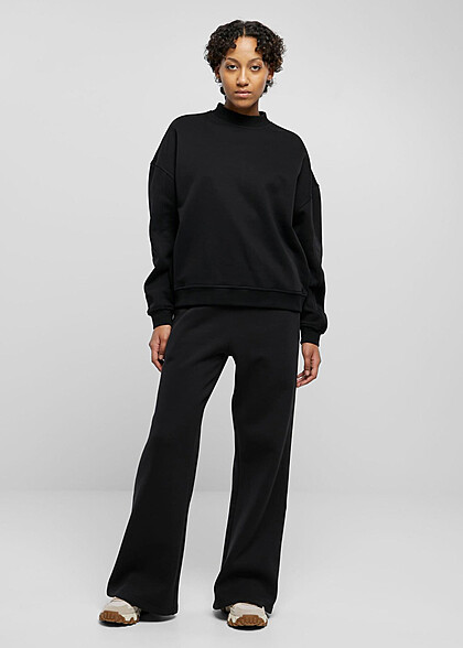 Urban Classics Damen Organic Oversized Sweater Pullover mit Rundhals schwarz