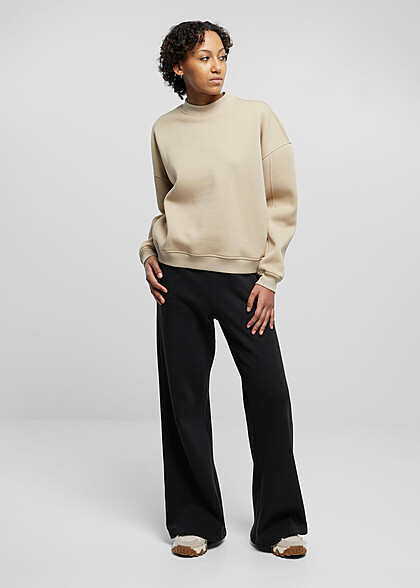 Urban Classics Damen Organic Oversized Sweater Pullover mit Rundhals wetsand beige