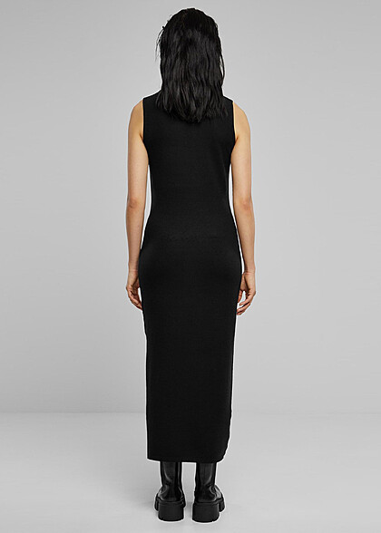 Urban Classics Damen Viskose Strickkleid mit Rollkragen schwarz