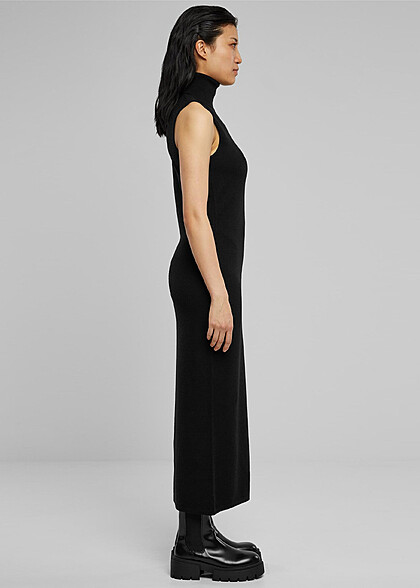 Urban Classics Damen Viskose Strickkleid mit Rollkragen schwarz