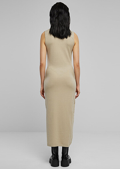 Urban Classics Damen Viskose Strickkleid mit Rollkragen wetsand beige