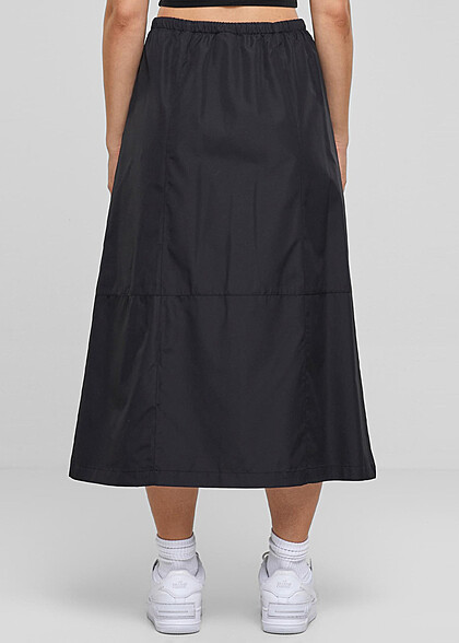 Urban Classics Damen Ripstop Midi Rock im Parachute Design schwarz
