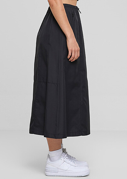 Urban Classics Damen Ripstop Midi Rock im Parachute Design schwarz