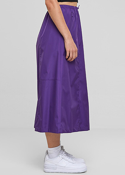 Urban Classics Damen Ripstop Midi Rock im Parachute Design realviolet lila