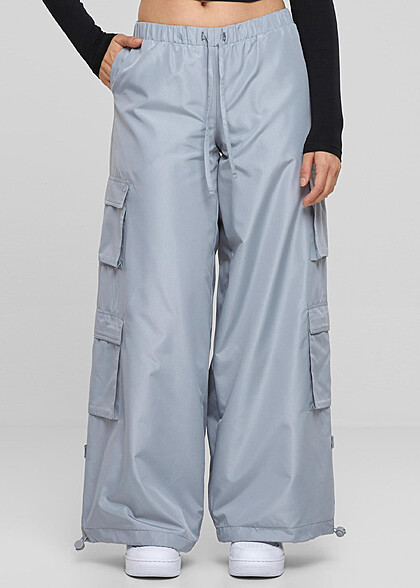 Urban Classics Damen Ripstop Double Cargohose hell grau