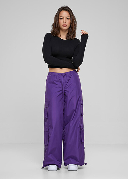 Urban Classics Damen Ripstop Double Cargohose realviolet lila