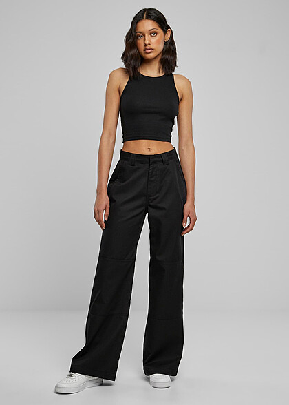 Urban Classics Damen Loose Fit Workwear Hose schwarz