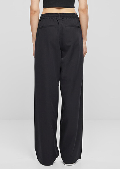 Urban Classics Damen Ultra Wide Hose mit Falten-Details schwarz