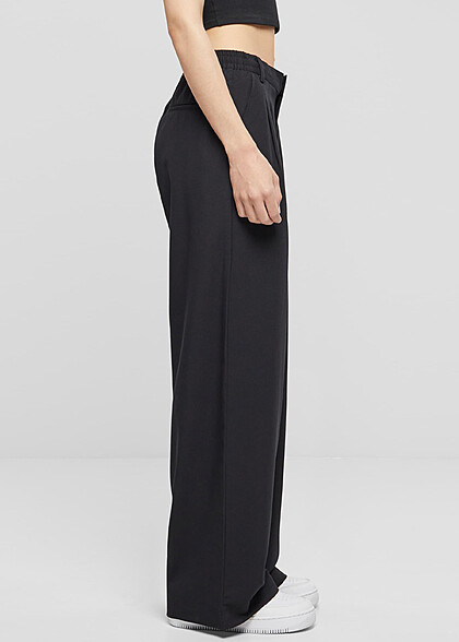 Urban Classics Damen Ultra Wide Hose mit Falten-Details schwarz