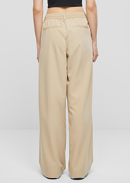 Urban Classics Damen Ultra Wide Hose mit Falten-Details wetsand beige