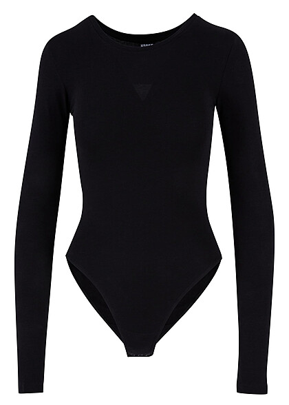 Urban Classics Damen Stretch Jersey Longsleeve Body schwarz