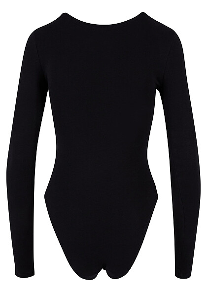 Urban Classics Damen Stretch Jersey Longsleeve Body schwarz