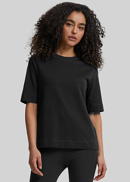 Urban Classics Damen Basic Classy T-Shirt mit Rundhals schwarz