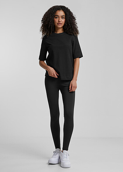 Urban Classics Damen Basic Classy T-Shirt mit Rundhals schwarz