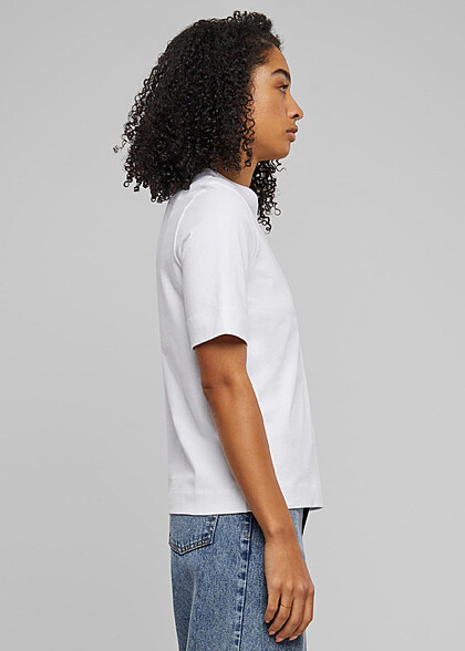 Urban Classics Damen Basic Classy T-Shirt mit Rundhals weiss