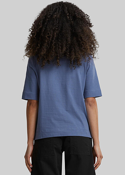 Urban Classics Damen Basic Classy T-Shirt mit Rundhals vintage blau