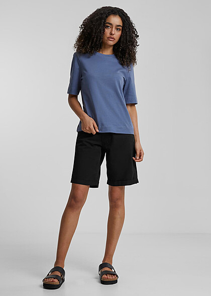 Urban Classics Damen Basic Classy T-Shirt mit Rundhals vintage blau
