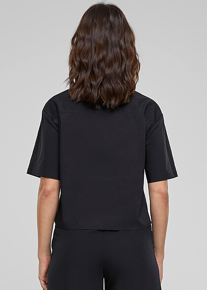 Urban Classics Damen Oversized Bluse mit Knopfleiste schwarz