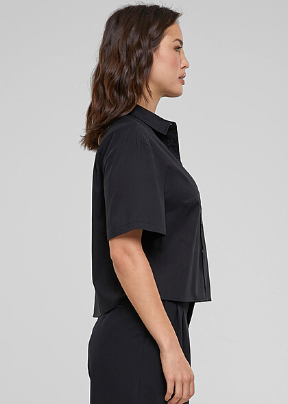Urban Classics Damen Oversized Bluse mit Knopfleiste schwarz